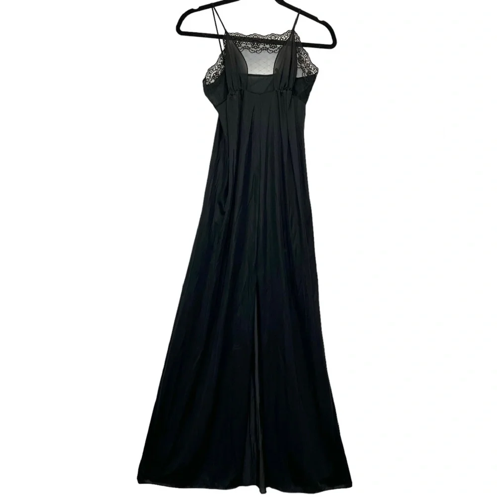 Vintage Queens Way Black Slip Dress Women’s Size Small Midi Lace Made in the USA